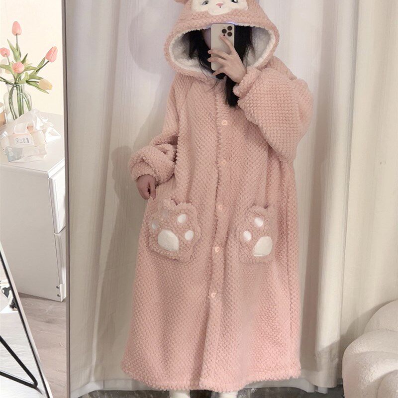 新品大码a200斤珊瑚绒睡衣2025冬季女款睡袍玲娜贝儿加绒加厚冬天