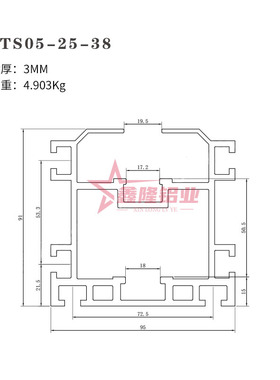 极速ATS05-25-38倍速链铝挤型材y料 配BS25-C212A节距38.1链条导