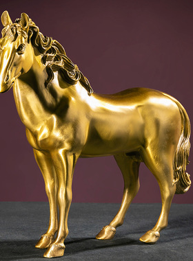 极速纯铜站马黄铜马摆件工艺品马到成功办P公室客厅礼品生肖马