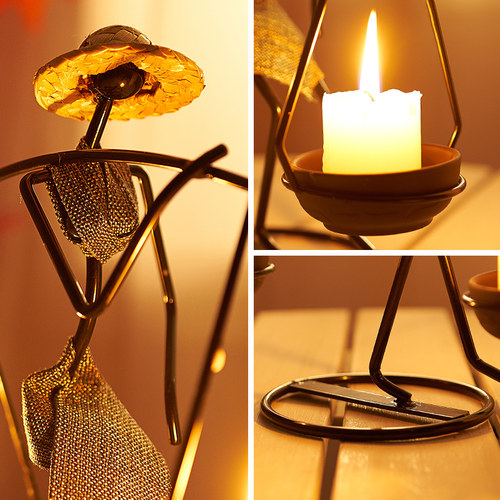 极速Vintage Meital Candle Holder Home Decoration Romantic Ir