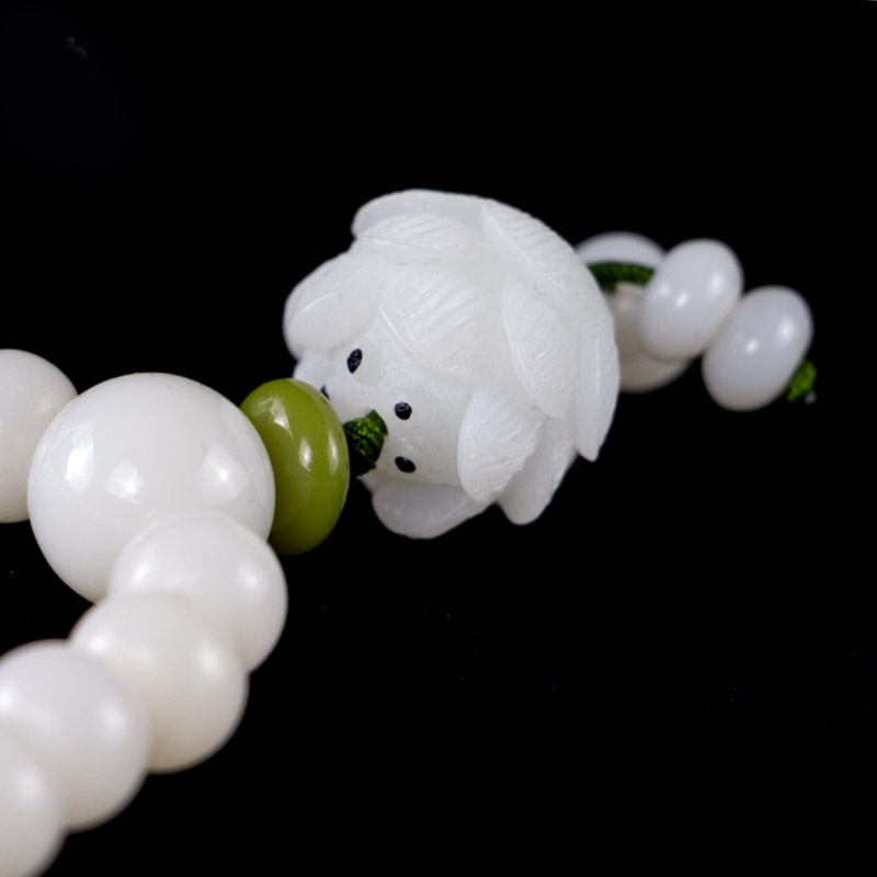 速发白玉菩提根手串藏传佛珠首饰品佛具天然白菩提根串珠莲花佛珠