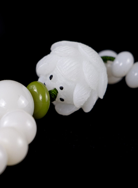 速发白玉菩提根手串藏传佛珠首饰品佛具天然白菩提根串珠莲花佛珠