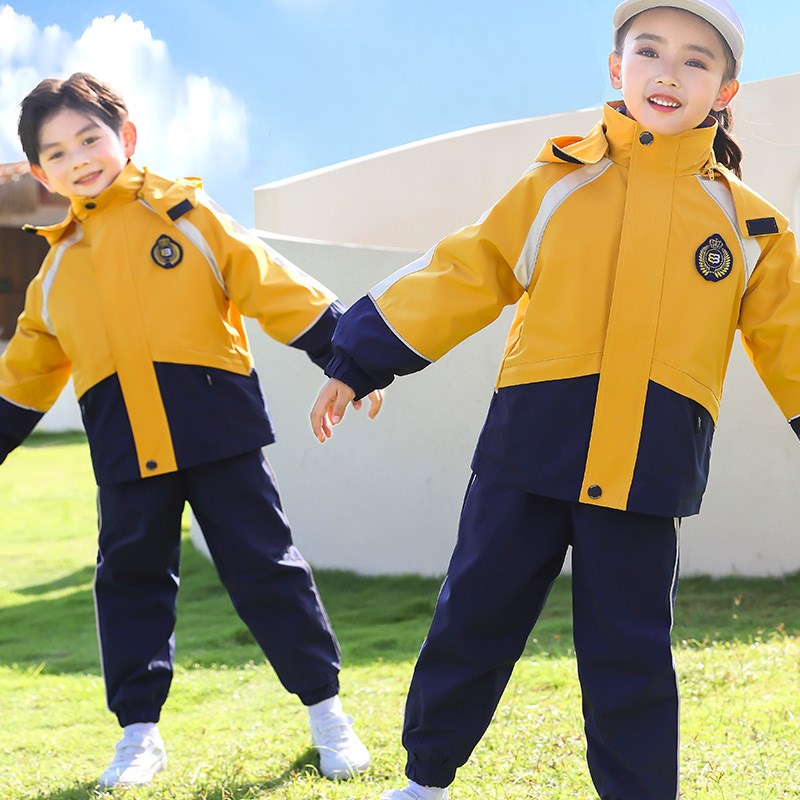 极速幼儿园园服春秋装冲锋衣三件套一年级儿童P班服冬季校服套装