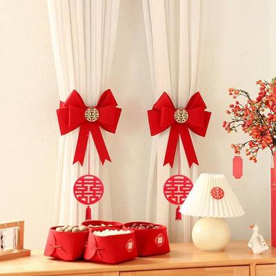 极速结蝴蝶结绑带j婚房装饰卧婚室客厅绑窗帘饰礼房间挂婚件HZU拉