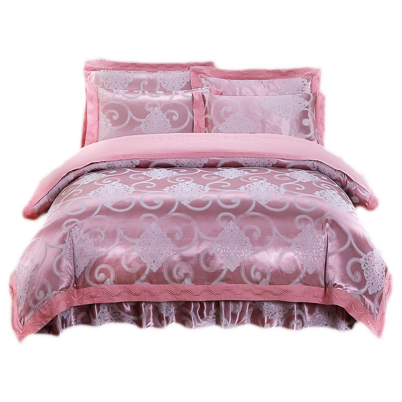 极速秋冬四件套欧式贡锻提花夹棉加厚床裙床罩式结婚X庆床上用品