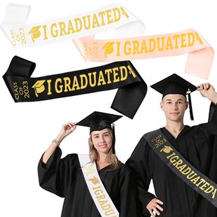 极速Shiny Black Gold t Graduation Satin Sash Class Of