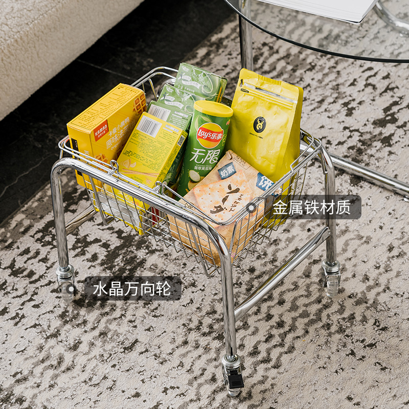 极速北什零食小推车北欧家用客厅置物架设计师网红手W提购物篮子