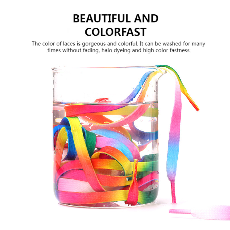 极速.1 Pair Flat Shoelaces Rxainbow Colour Shoe Laces Casual