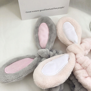 极速Womand Lovely Rabbit Headband Bow Elastic Hairband Wash
