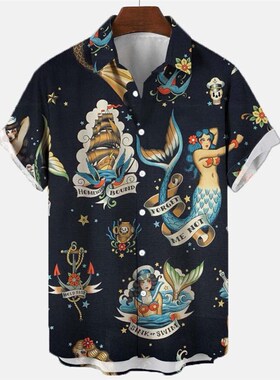极速2022 Mermaikd Retro sanat 3d dijital bask? desen erkek