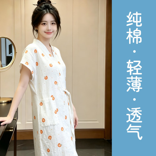 纯棉A类浴袍纱布浴巾夏季女卡通