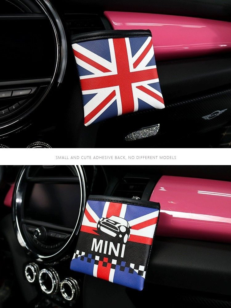 适用宝马MINI迷你车用手机袋英伦米字旗空调出风口挂袋收纳置物袋