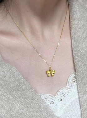 女式蝴蝶结小清新十字链小众风格