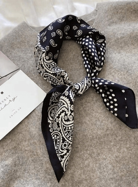 春秋新款70方巾百搭时尚洋气丝巾薄款双层围巾夏季方形