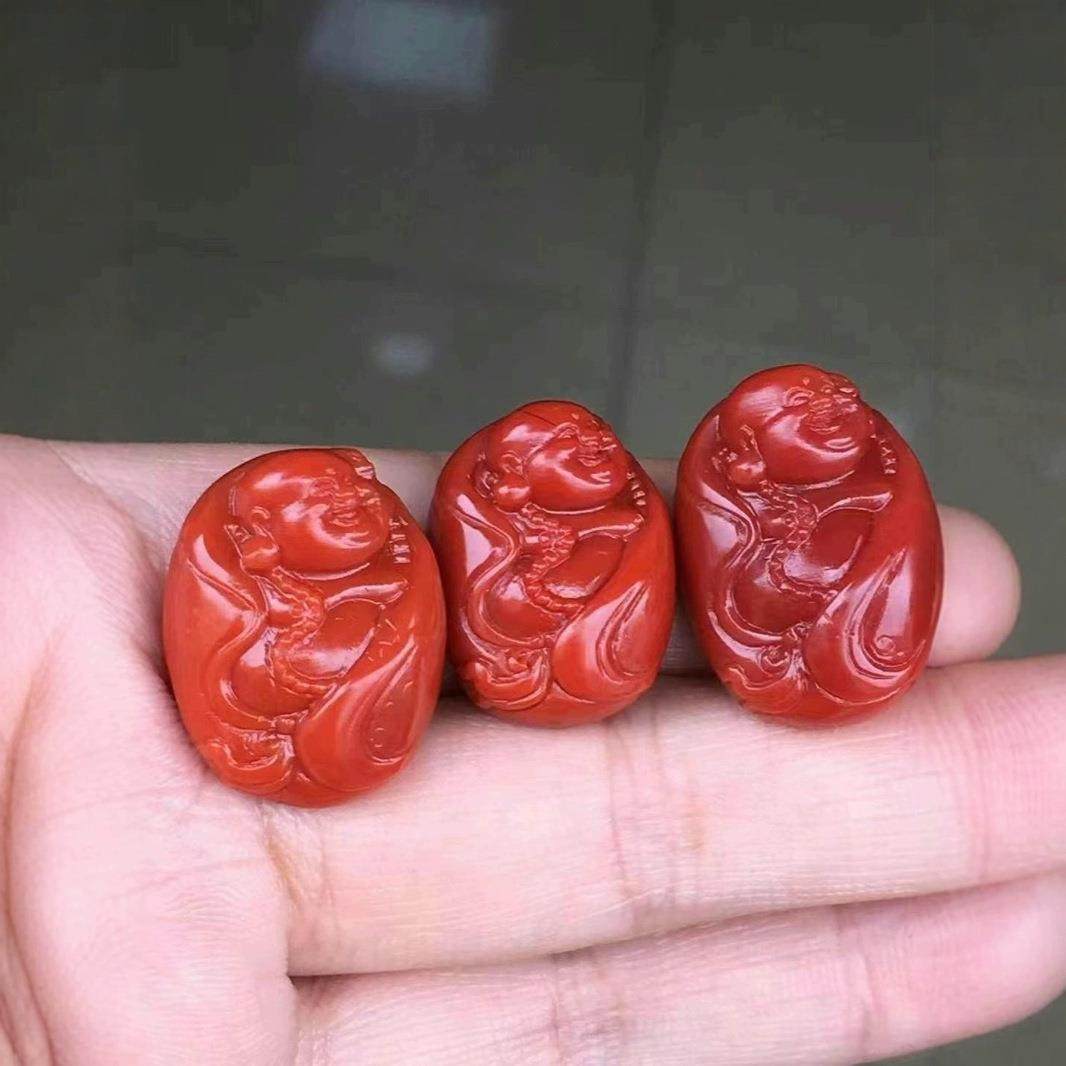 南红玛瑙手把件 福寿双全 把件 母子貔貅 生意兴隆