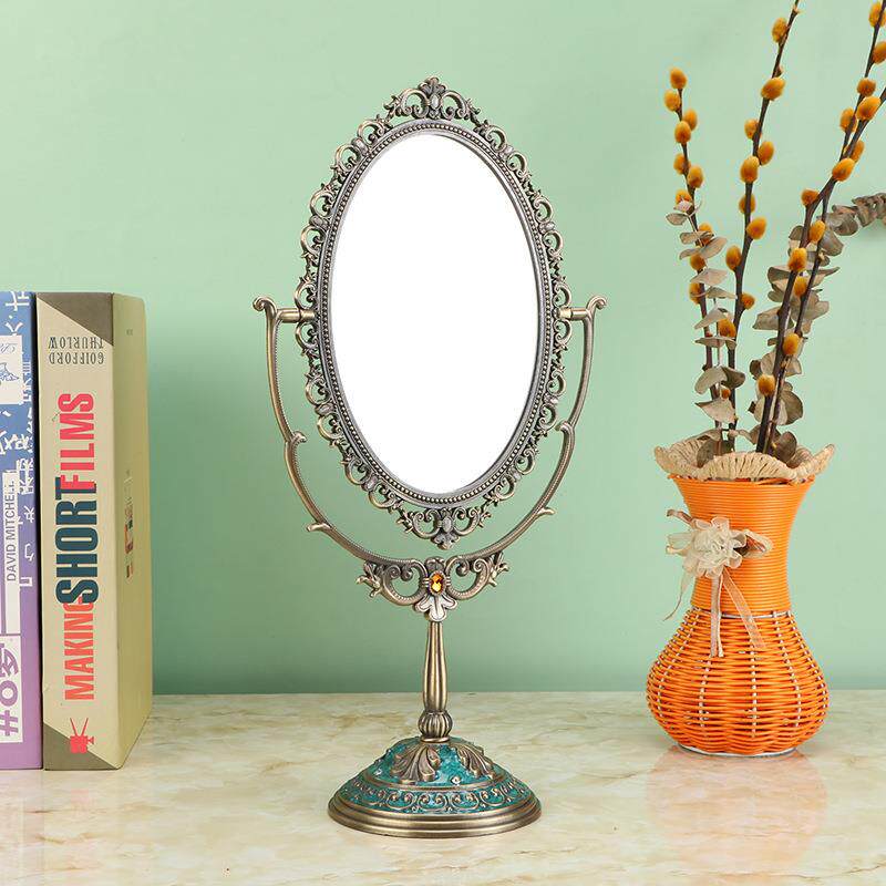 厂家源头欧式双面镜，田园金属台式梳妆镜，复古双面梳妆镜