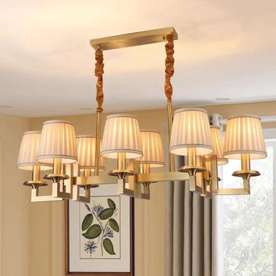 意大利美式经典轻奢吊灯长方形餐厅简欧灯具高档别墅奢华铜灯