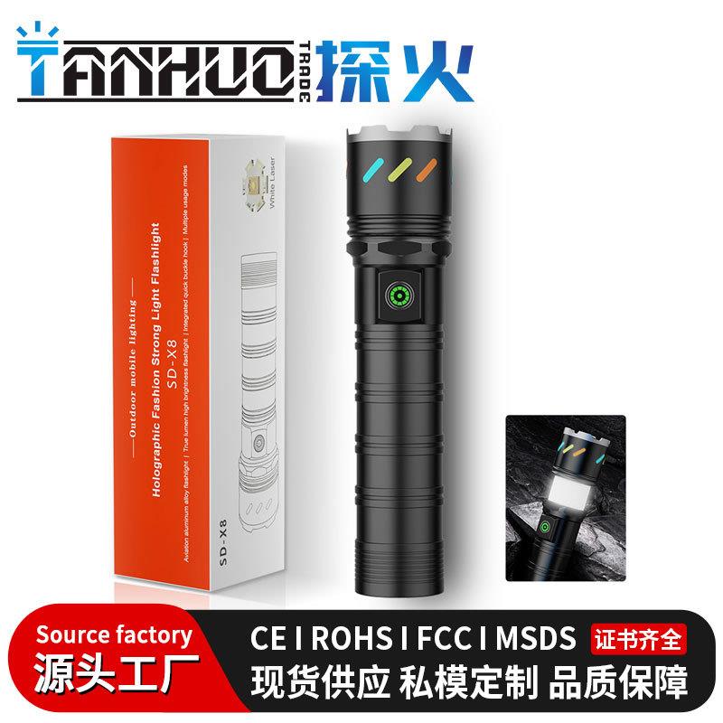 新款强光照明远射手电筒 户外荧光高续航多功能爆亮小钢炮