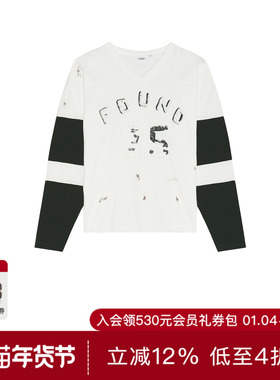 Found DISTRESSED 长袖运动衫 休闲时尚潮流男REVOLVE  白色
