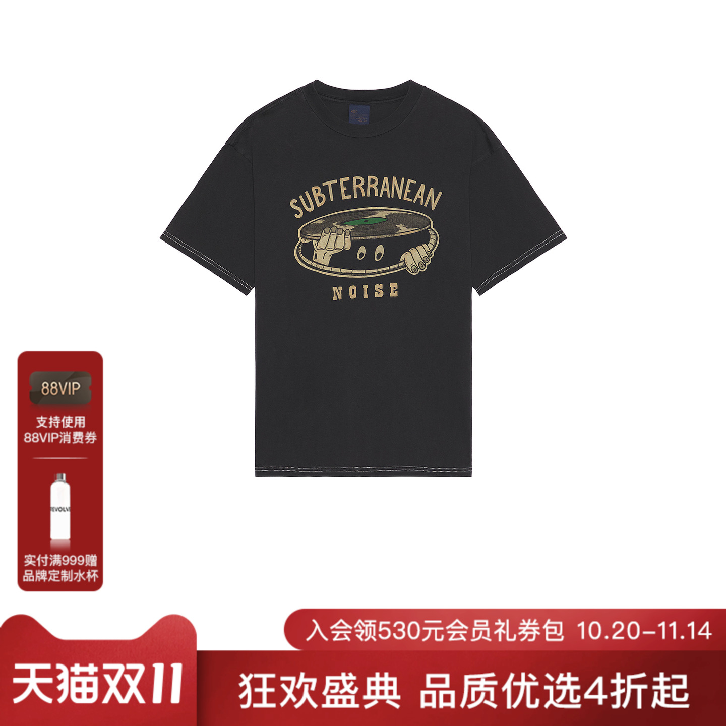 Nudie Jeans T恤 休闲时尚潮流男REVOLVE  黑色