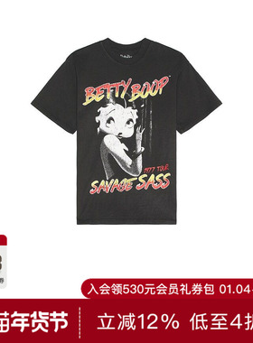 [本季主推]Philcos美式复古贝蒂小姐印花黑色短袖REVOLVE