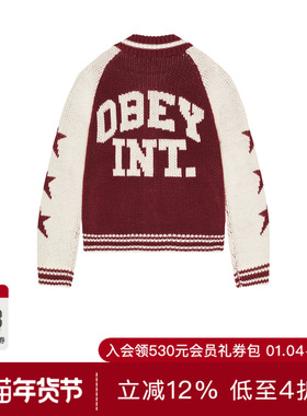 Obey COWICHAN 毛衣 休闲时尚潮流男REVOLVE  红色冬季保暖