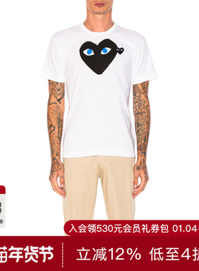 COMME des GARCONS PLAY BLUE EYES BLACK EMBLEM COTTON T恤 休R