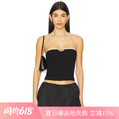 [夏季新品]REVOLVE时尚约色衬衫抹胸镂空金属扣辣妹短款上装