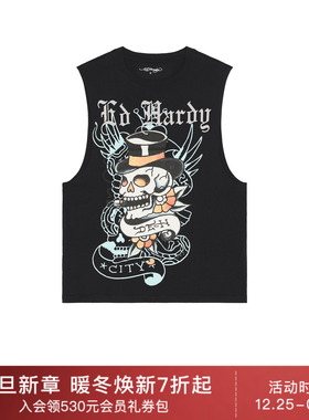 Ed HardySkull Tophat Cutoff Tee 休闲时尚潮流男REVOLVE  黑色