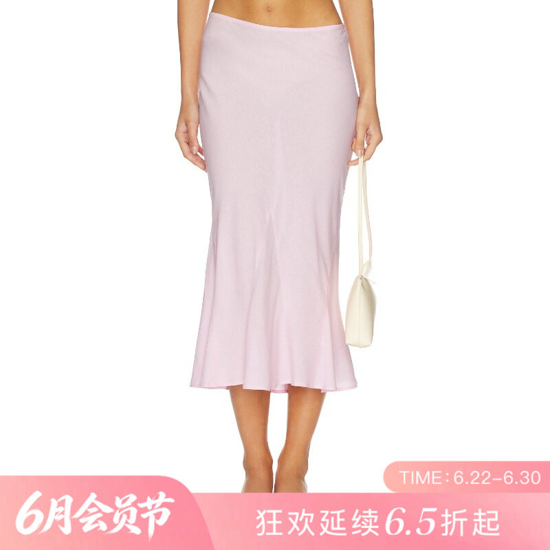 [夏季新品]REVOLVE粉色显瘦收腰短款修身半身裙鱼尾简约半裙