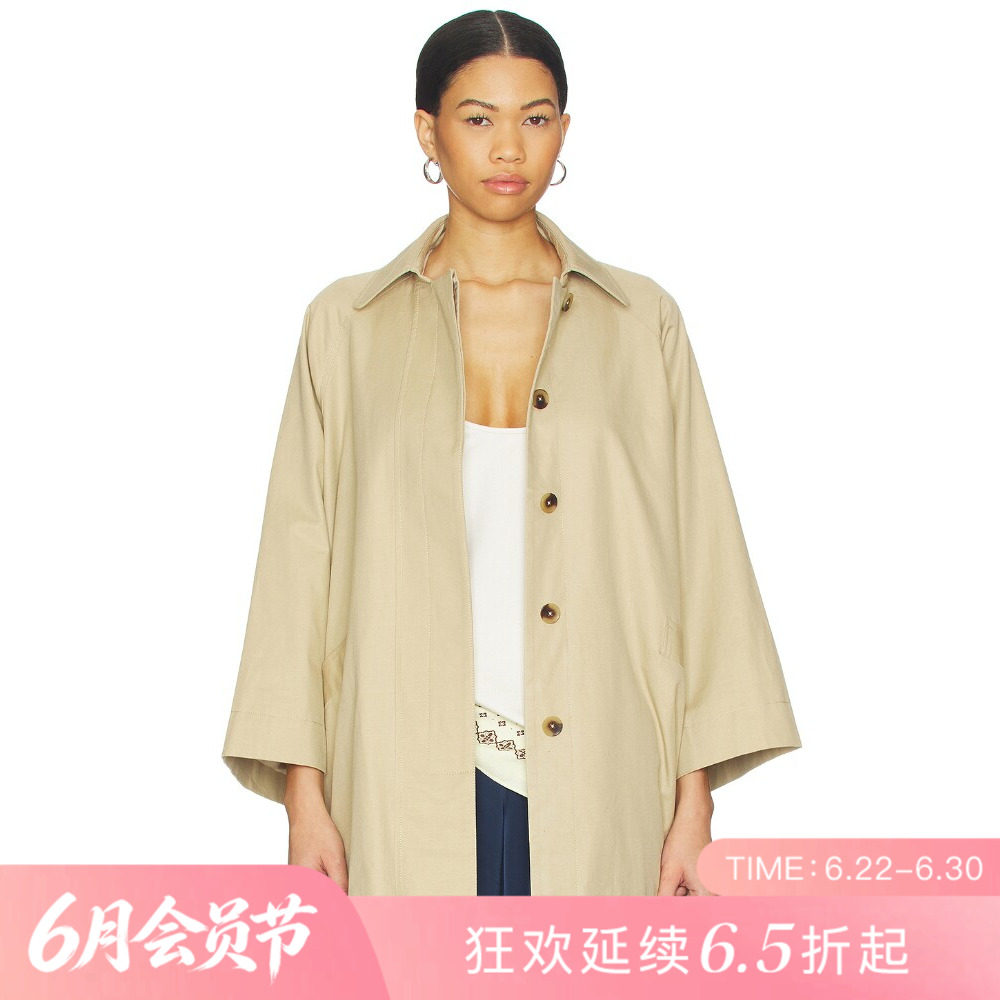 [夏季新品]REVOLVE卡其色极简收腰短款修身外套翻领极简夹克