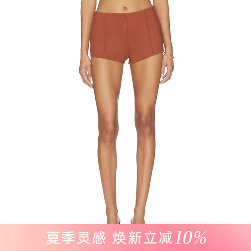 [夏季新品]REVOLVE棕褐色短裤低腰正面竖向分割线简约风短裤