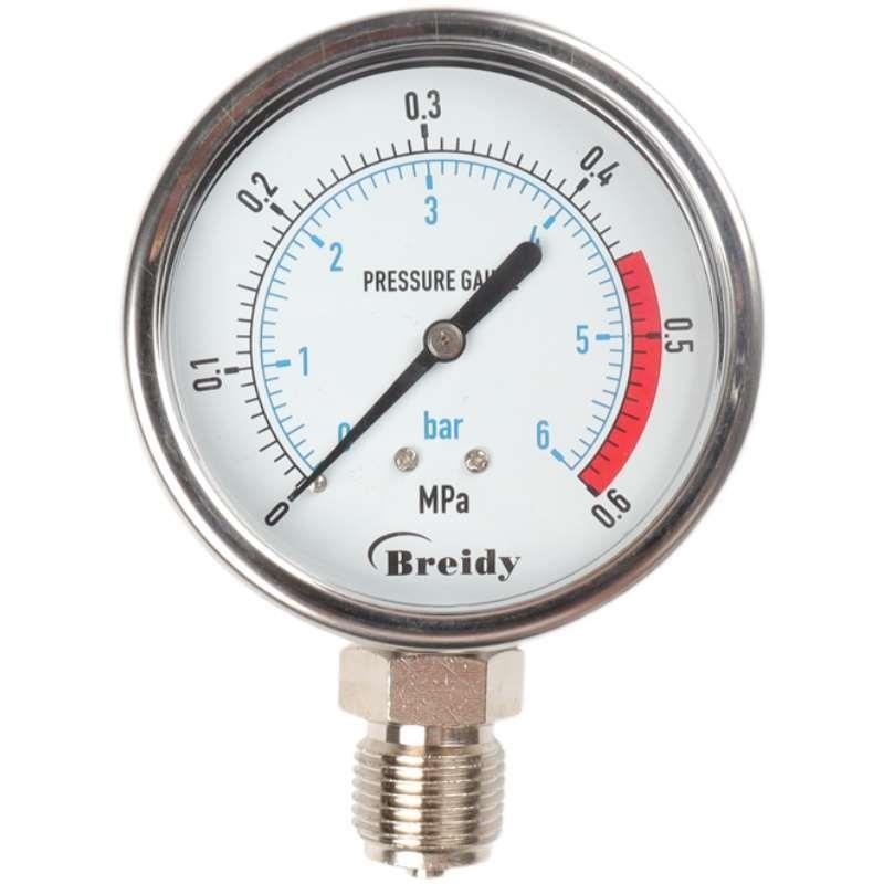 YN75压力表船用不锈钢耐震压力表0-1.6MPa气压水压表螺纹G3/8 1/2