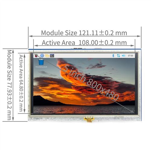 5寸树莓派HDMI LCD触控屏幕液晶显示器 for Raspberry Pi 3B+/4B