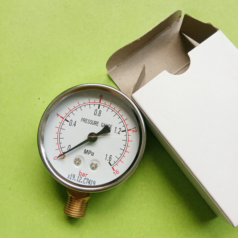 气泵压力表 空气压缩机配件气压表 1/4接头2分立式16kg量程1.6mpa