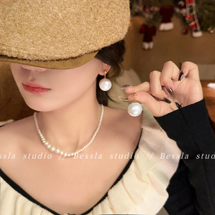 吊坠大珠珠耳钉女2025新款爆款轻奢气质高级感耳坠简约冷淡风耳饰
