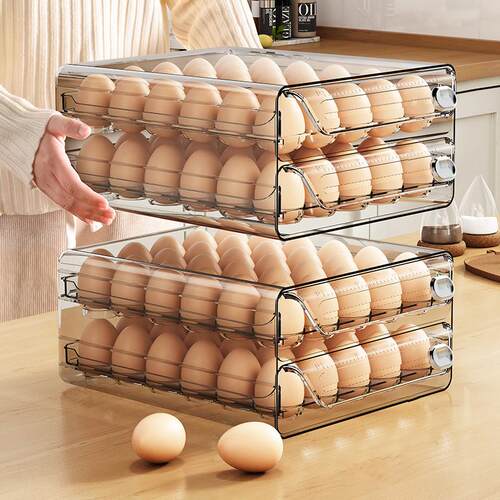 日本鸡蛋收纳盒冰箱专用抽屉式食品级密封保鲜鸡蛋架家用厨房整理