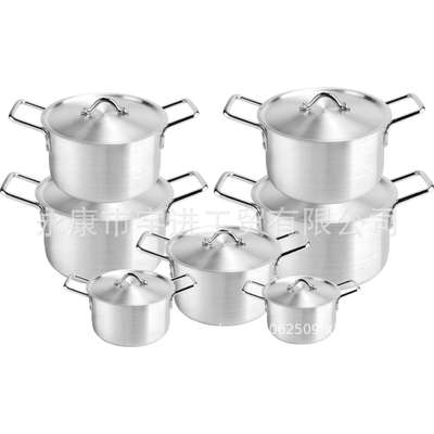 7件套铝砂光锅铝锅厂家中东非洲爆款无涂层铝盖套装14PCS 4KG