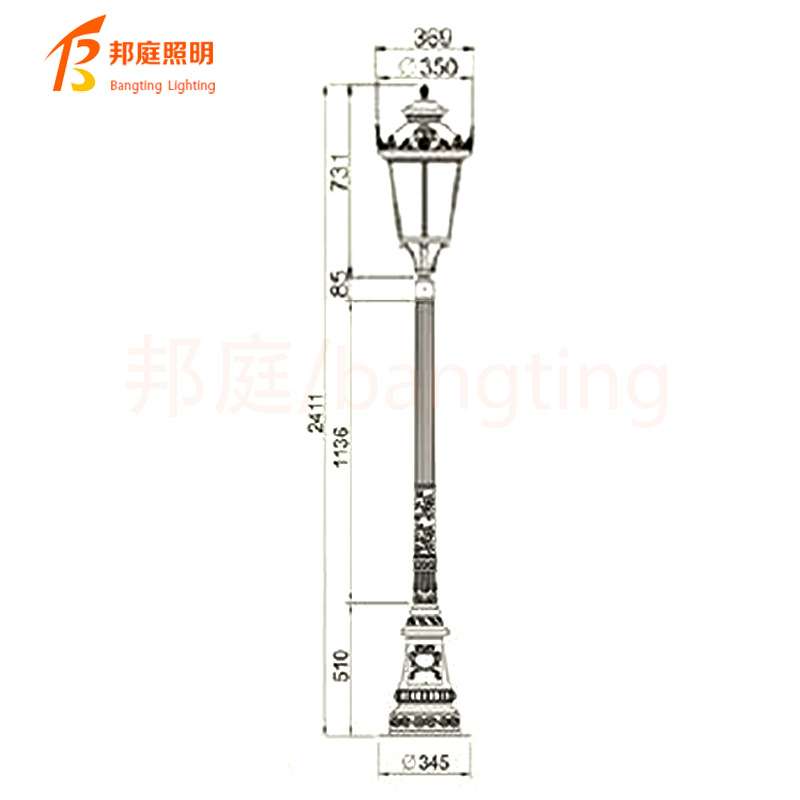 3米户外防水led铝型材太阳能景观灯 中式仿古小区别墅超亮庭院灯