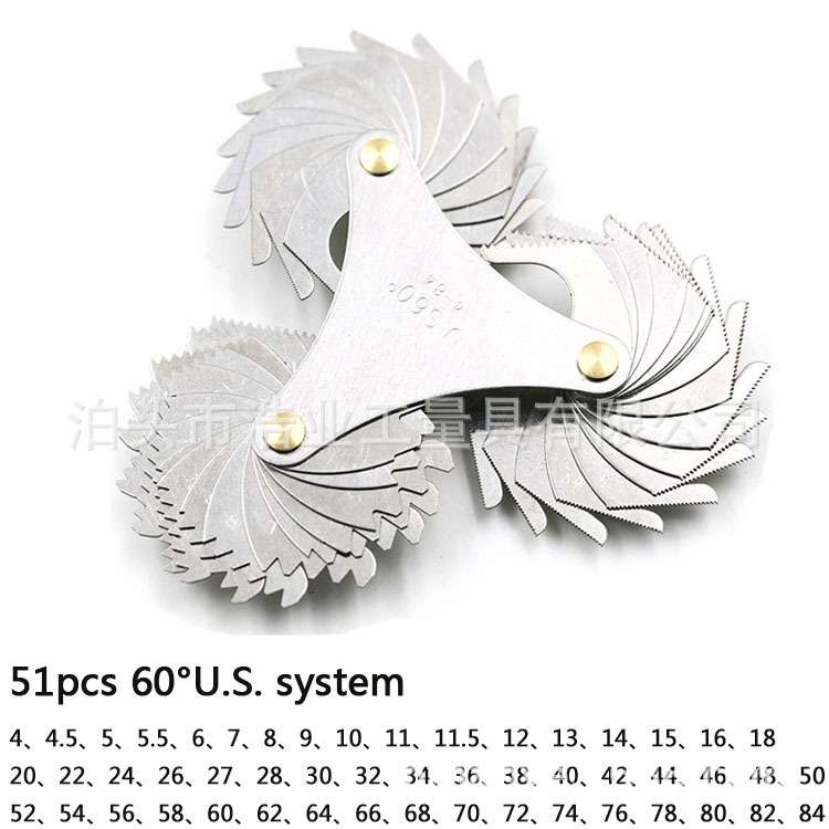 3件套55加60°量规58片计量器具60度美制51PC螺纹牙规 52片螺纹规