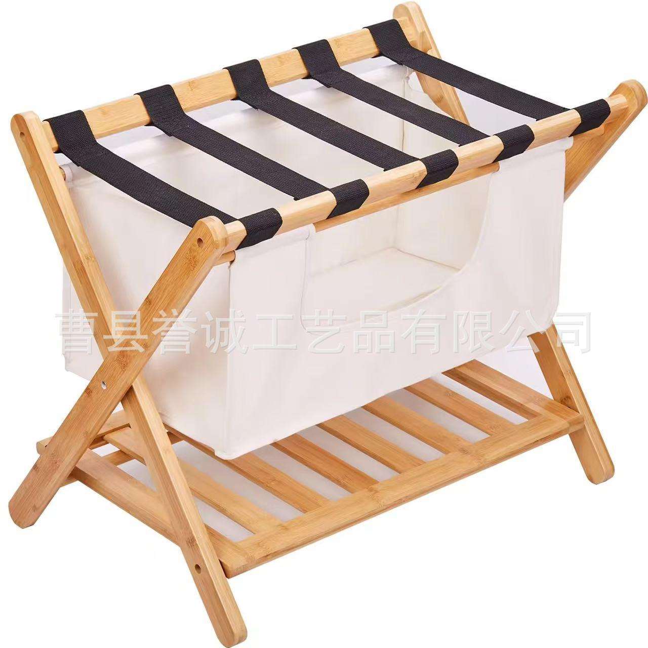 跨境木制行李箱收纳架酒店卧室双层可折叠行李架落地式手提箱支架