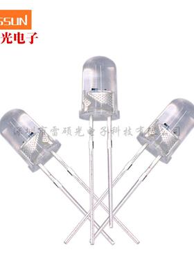 f5暖白直插led灯珠圆头透明胶体短脚高亮2脚装饰灯5mm白光偏黄