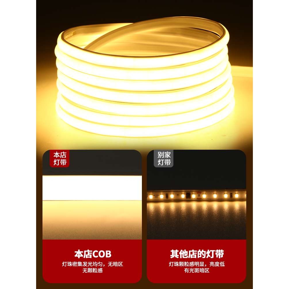 灯带自粘led灯条220v超亮线形灯槽家用客厅吊顶户外软灯条
