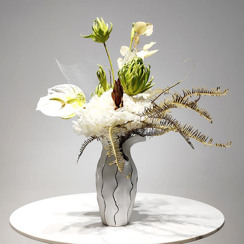 仿真花艺轻奢高档客厅餐桌酒店样板间茶几前台桌面绿植摆件高级感