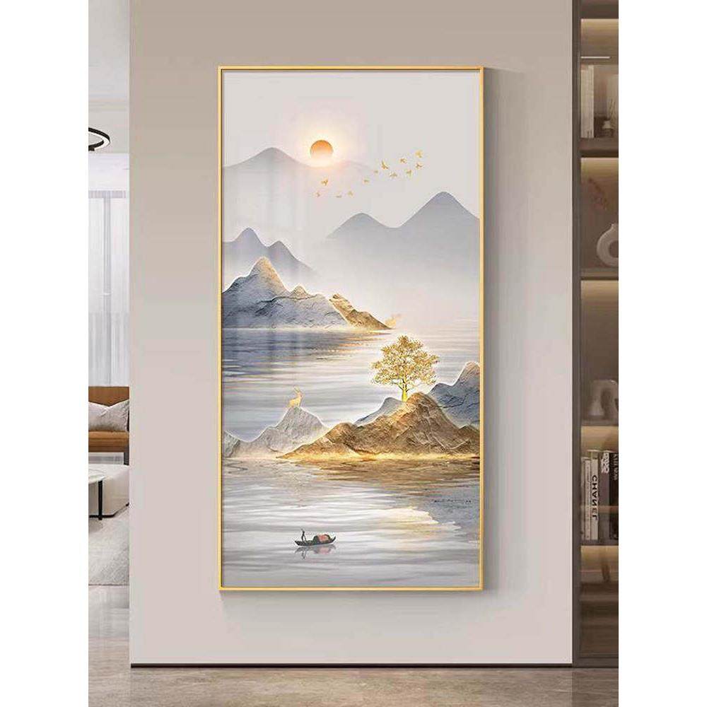 旭日东升玄关装饰画现代轻奢高档走廊过道挂画山水画入户客厅壁画,家居饰品,现代装饰画,淘宝优惠券,粉丝福利购,淘宝优惠卷