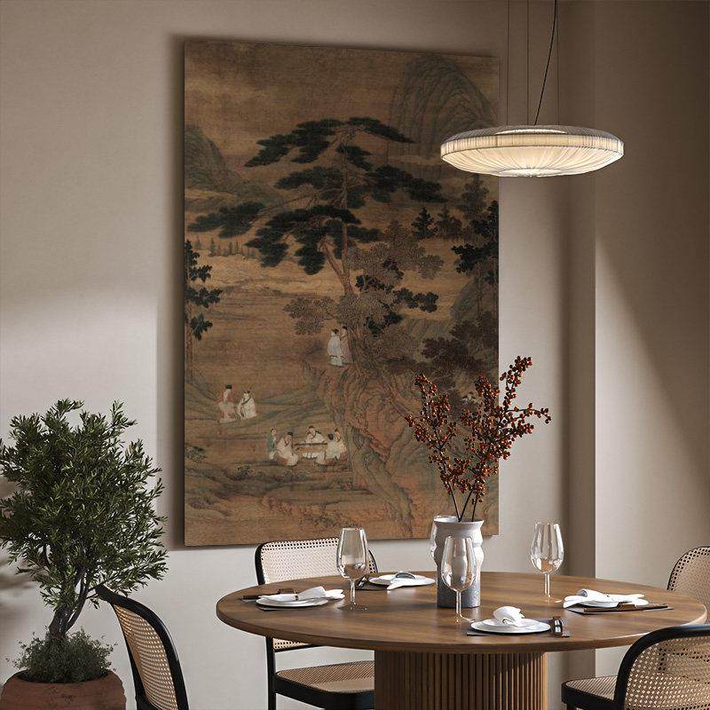 新中式古典装饰画客厅背景墙玄关过道挂画国风竖版壁画香山九老图,家居饰品,现代装饰画,淘宝优惠券,粉丝福利购,淘宝优惠卷