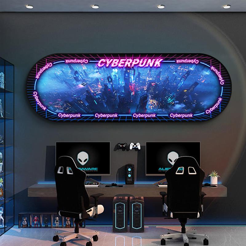 赛博朋克酒吧发光装饰画电竞酒店包厢房KTV彷深渊氛围灯网吧挂画