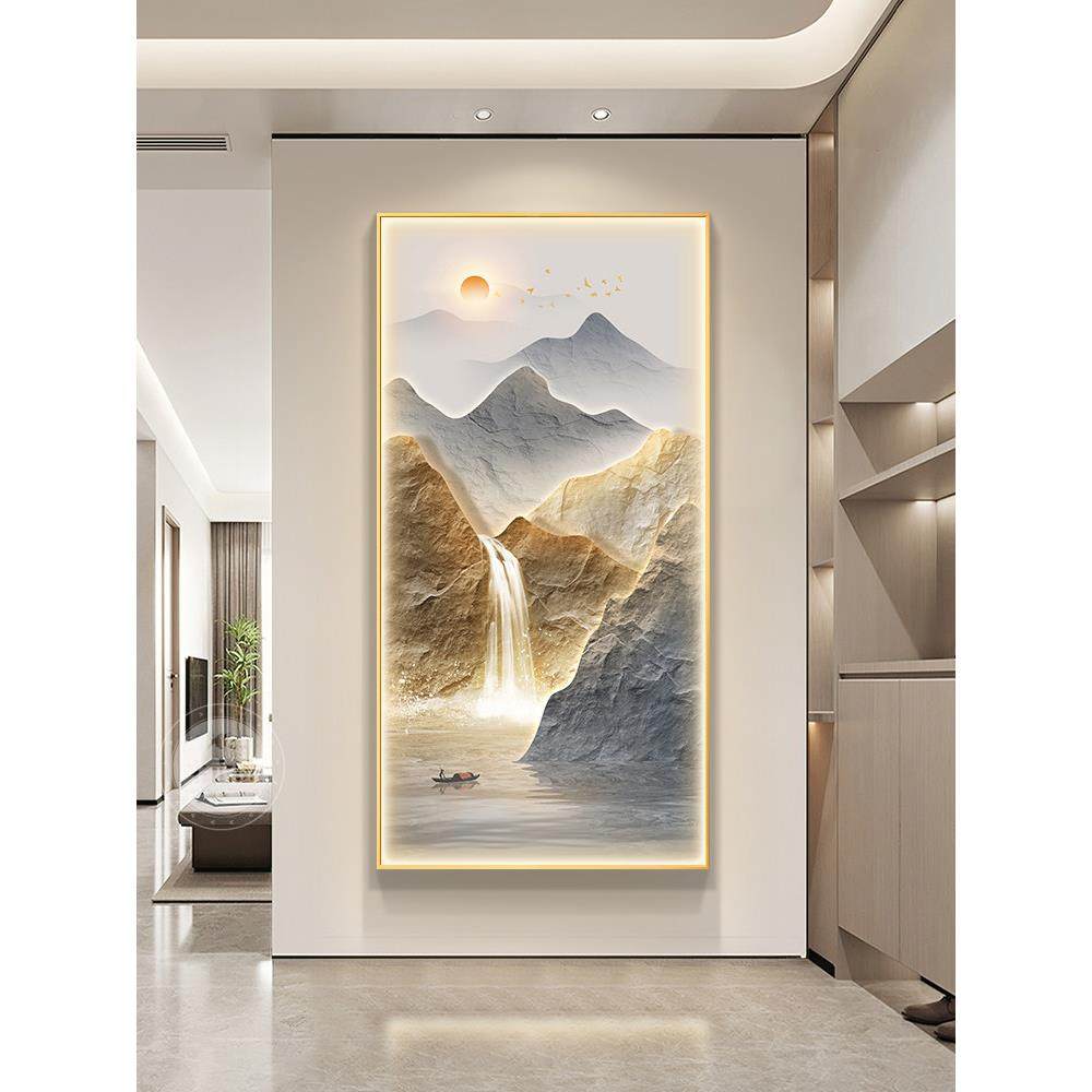 旭日东升玄关装饰画现代轻奢高档走廊过道挂画山水画入户客厅壁画,家居饰品,现代装饰画,淘宝优惠券,粉丝福利购,淘宝优惠卷