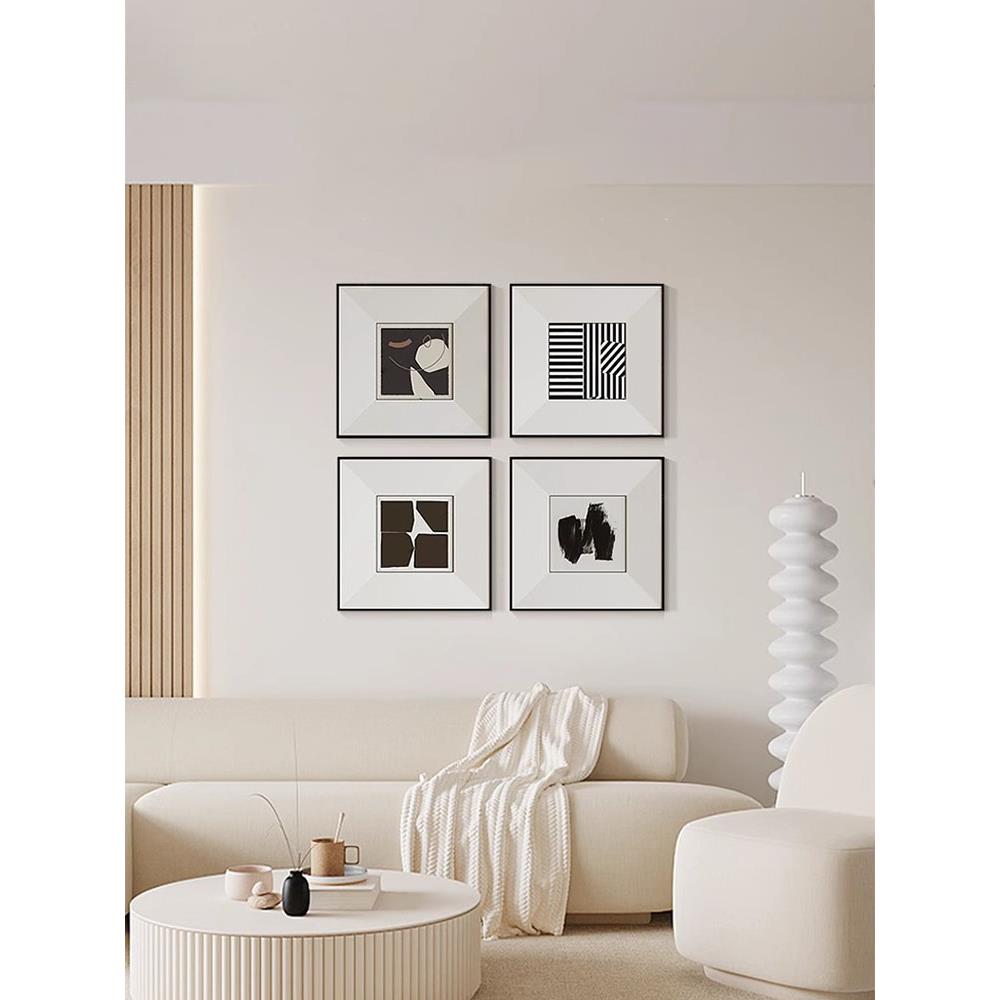 现代Wabi-Sabi风格入口Normcore卧室广场装饰画黑白卧室组合抽象