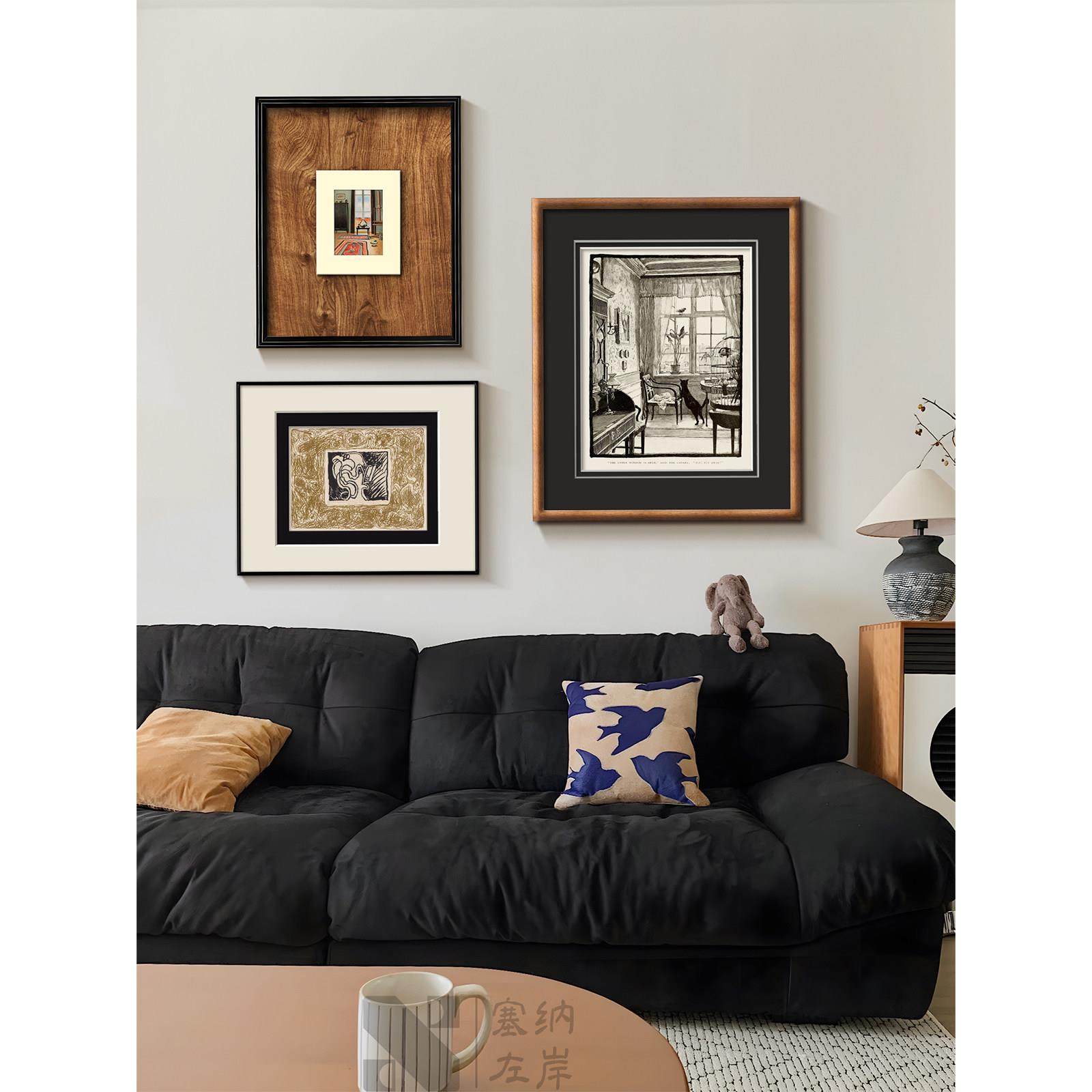 中古风客厅组合装饰画高级感艺术人文沙发背景墙玄关卧室床头挂画,家居饰品,现代装饰画,淘宝优惠券,粉丝福利购,淘宝优惠卷